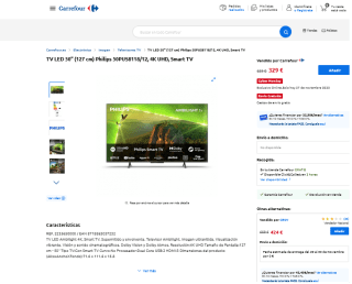 Smart TV LED 50" 127cm Philips 50PUS8118/12, 4K UHD por 329€