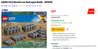 LEGO City Rechte en Gebogen Rails (60205) voor €11,99 bij Bol