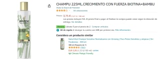 Pack 3 Botes de PANTENE Champú Crecimiento con Fuerza 225ml por 7.5€