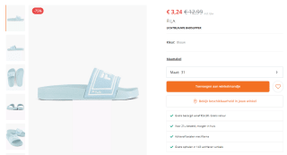 Fila lichtblauwe meisjes badslippers voor €3,24 bij Vanharen
