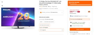 TV Philips The One 55PUS8919 55" LED UltraHD 4K Ambilight TV 120Hz por 599€
