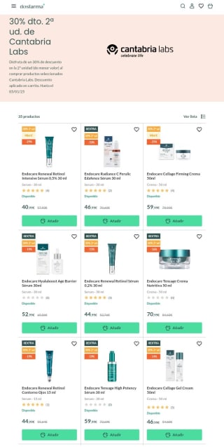 -30% en la Segunda Unidad Cantabria Labs en Dosfarma.