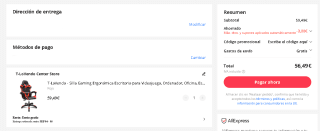 Silla Gaming con Cojín Lumbar y Cervical. Regulable en Altura y reclinable por 56,49€