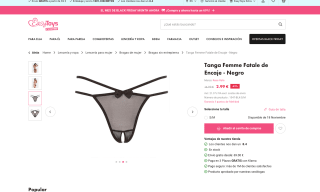 Tanga Femme Fatale de Encaje Negro por solo 2,99€