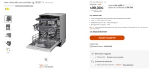 Lave vaisselle encastrable LG DB243TX 14 couverts à 499€