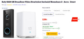 Eufy Video Deurbel 2K (Batterij gedreven) + Home base 2 voor €129 bij Bol.com