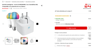 Enchufe inteligente muvit iO MIOPAK005 + 2 bombillas A60, Compatible con asistentes de voz por 12,99€