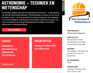 Gratis toegang/activiteiten tijdens Weekend van de Wetenschap op 5 & 6 oktober