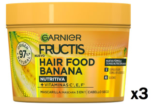 3 Botes de Garnier Fructis Hair Food Banana Mascarilla 3 en 1 de 400 ml por 11.08€