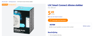 LSC Smart Connect slimme stekker met energiemonitoring voor €5,49 bij Action