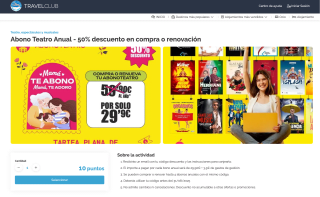 Abonoteatro Anual 50% descuento en compra o renovación por 10 puntos Travel Club