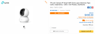 TP-Link Cámara IP Smart C200 a $498 en CyberPuerta