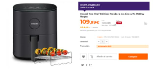 Freidora de Aire 4.7L 1500W Cosori Pro Chef Edition por 109.99€