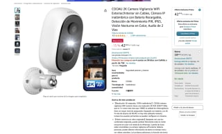 Oferta Prime Camara COOAU 2K Vigilancia WiFi sin cables por 42,49€