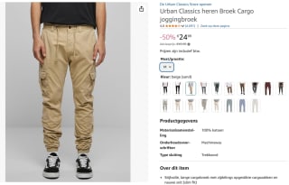 Urban Classics Beige Heren Cargo Broek voor €24,99 bij Amazon