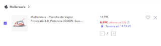 Mellerware Plancha de Vapor Prosteam 3.0, Potencia 3000W por 6,99€