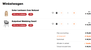 15% korting op alles incl. de sale bij Kwantum