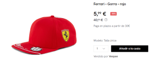 Gorra del piloto Charles Leclerc Scuderia Ferrari F1 por 5.99€