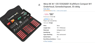 Wera 05135870001 35-delige Kraftform Kompakt W 2 Gereedschapset voor €98,45 bij Amazon