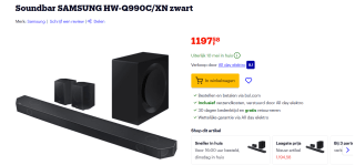 Soundbar SAMSUNG HW-Q990C/XN zwart voor €1.197,58 bij Bol.com