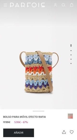 Bolso para móvil efecto rafia por 5,99€.