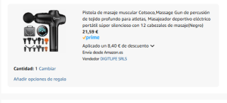 Pistola de masaje muscular súper silencioso con 12 cabezales por 21,59€