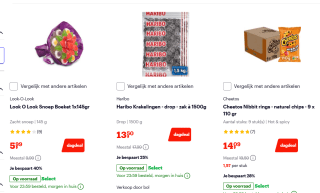 Tot 65% korting op snoep en snacks van o.a. Klene, Cheetos, Tony's Chocolonely bij Bol