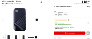 Western Digital My Passport, 1 TB voor €88,99 bij de MediaMarkt