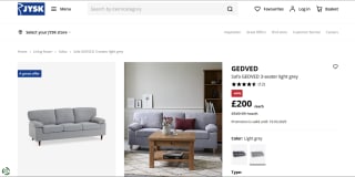 GEDVED 3-Seater Sofa (Light Grey) – £200