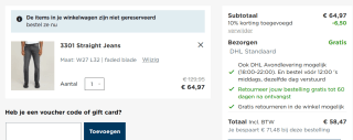 G-Star RAW 3301 Straight Jeans voor €58,47 dmv code bij G-star