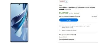 Oppo Reno 10 8GB 256GB 5G Azul por $6,799 en Walmart