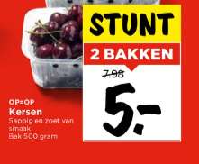 2 Bakken Kersen van 500 gram voor € 5 bij de Vomar