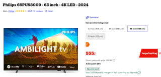 Philips 65PUS8009 - 65 inch - 4K LED - 2024 voor €555 bij Bol