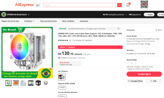 Cooler da GMRGB-CPU, modelo 6 Heat Pipes - R$ 130,10