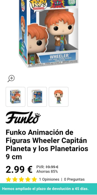 Funko Pop Captain Planet Wheeler por 2,99€.