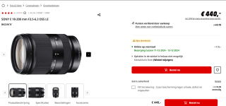 SONY E 18-200 mm F3.5-6.3 OSS LE voor €440 bij de Mediamarkt