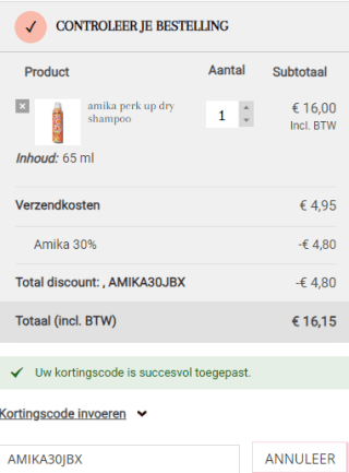 30% korting op amika bij John Beerens