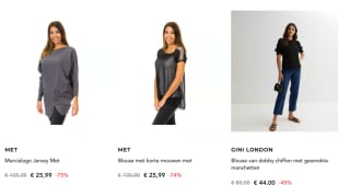 Diverse dames blouses tot 80% korting bij Secret Sales