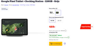 Google Pixel Tablet 128GB met docking station voor €489 bij Bol