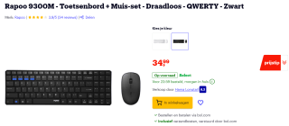 Rapoo 9300M - Toetsenbord + Muis-set - Draadloos voor €34,99bij Bol.com