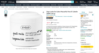 Mascarilla Para El Cabello Ziaja Leche De Cabra por 2,08€