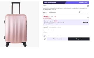 Maleta de Cabina 4 Ruedas de Viaje Semirigida 20.4€ (Cuenta Nueva 12.1€)