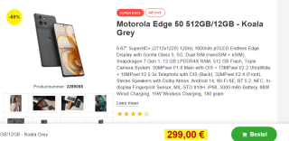 Motorola - Edge 50 5G - 512GB voor €299 bij Proshop