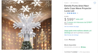 Estrella Punta Arbol Navideño Copo Nieve Proyector Luces Led por $599 | Descuento Mercadolibre