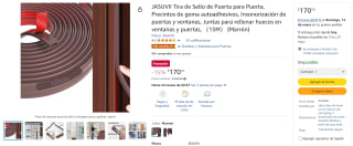 JASUVII Tira de Sello de Puerta para Puerta por $170 en Amazon