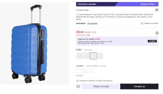 Maleta de Cabina 4 Ruedas de Viaje Semirigida 18.5€ (Cuenta Nueva 11.1€)