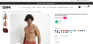 Lot de 3 Boxers Homme Noir Marron Terracotta Chiné Dim Coton Stretch - Plusieurs Tailles Disponibles à 12,60€