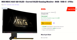MSI MEG 342C QD-OLED - OLED-beeldscherm voor €899 bij Bol.com