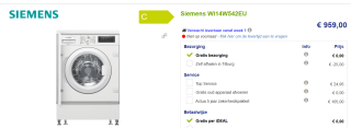 Siemens iQ700 WI14W542EU wasmachine energieklasse C voor €959 bij Beterwitgoed