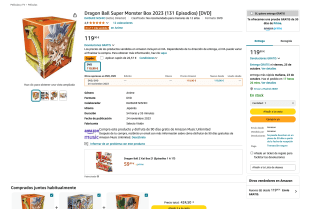 Dragon Ball Super Monster Box 2023. Dvd (30 Dvd) por solo 93,33€